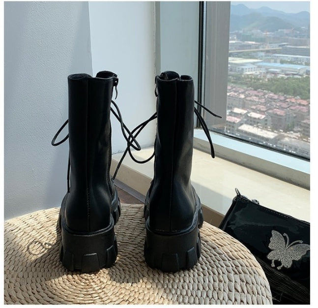 Zippered heightened platform Martin boots