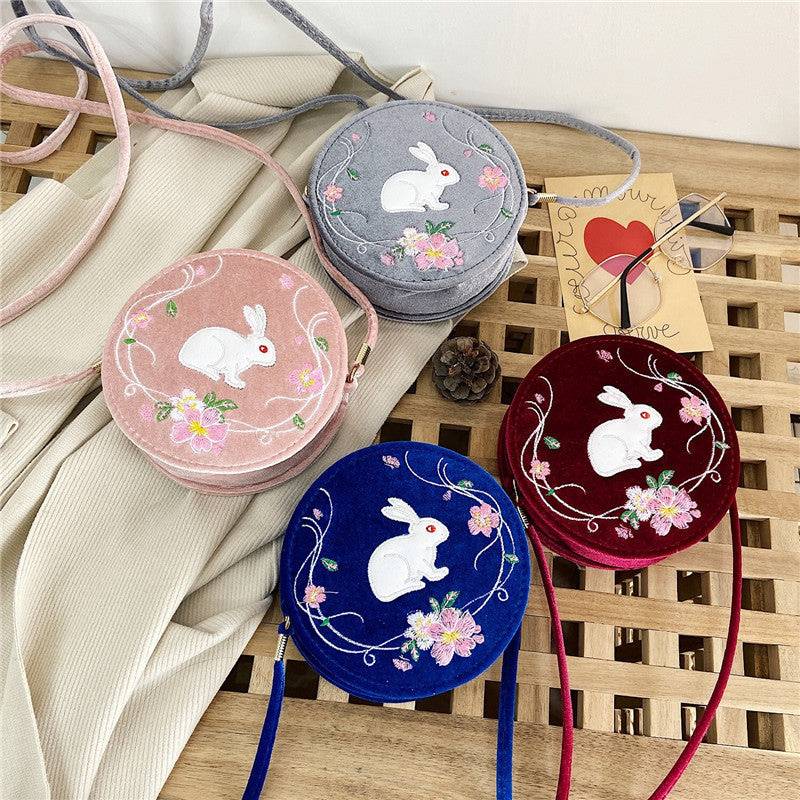 Hanfu Bag Children's Antique Bag Fashion Cute Simple Velvet Small Round Bag