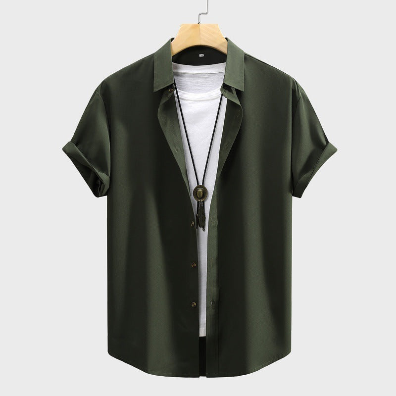 Men's Short-sleeved Shirt Solid Color Summer