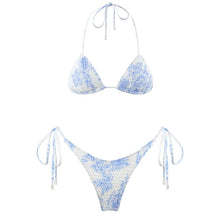 Printed Reversible Lace-up Triangle Bikini