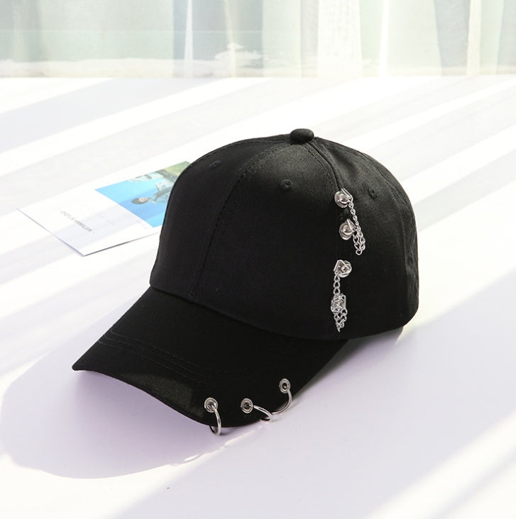 Korean version of the chain hoop cap summer new tide personality street baseball cap male shade hip hop hat