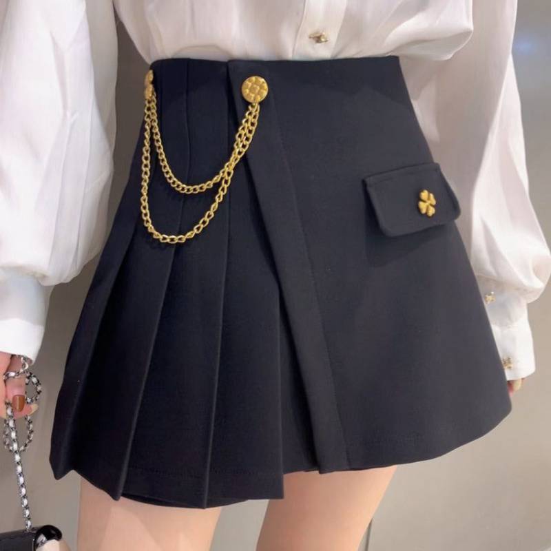 Ladies Fashion Winter Pleated Skirt Thickened High Waist