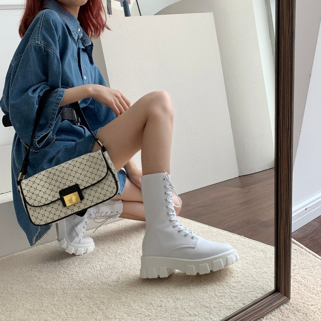 Zippered heightened platform Martin boots