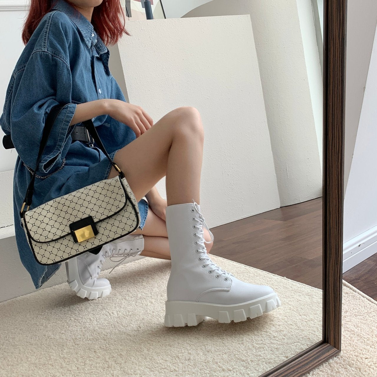 Zippered heightened platform Martin boots