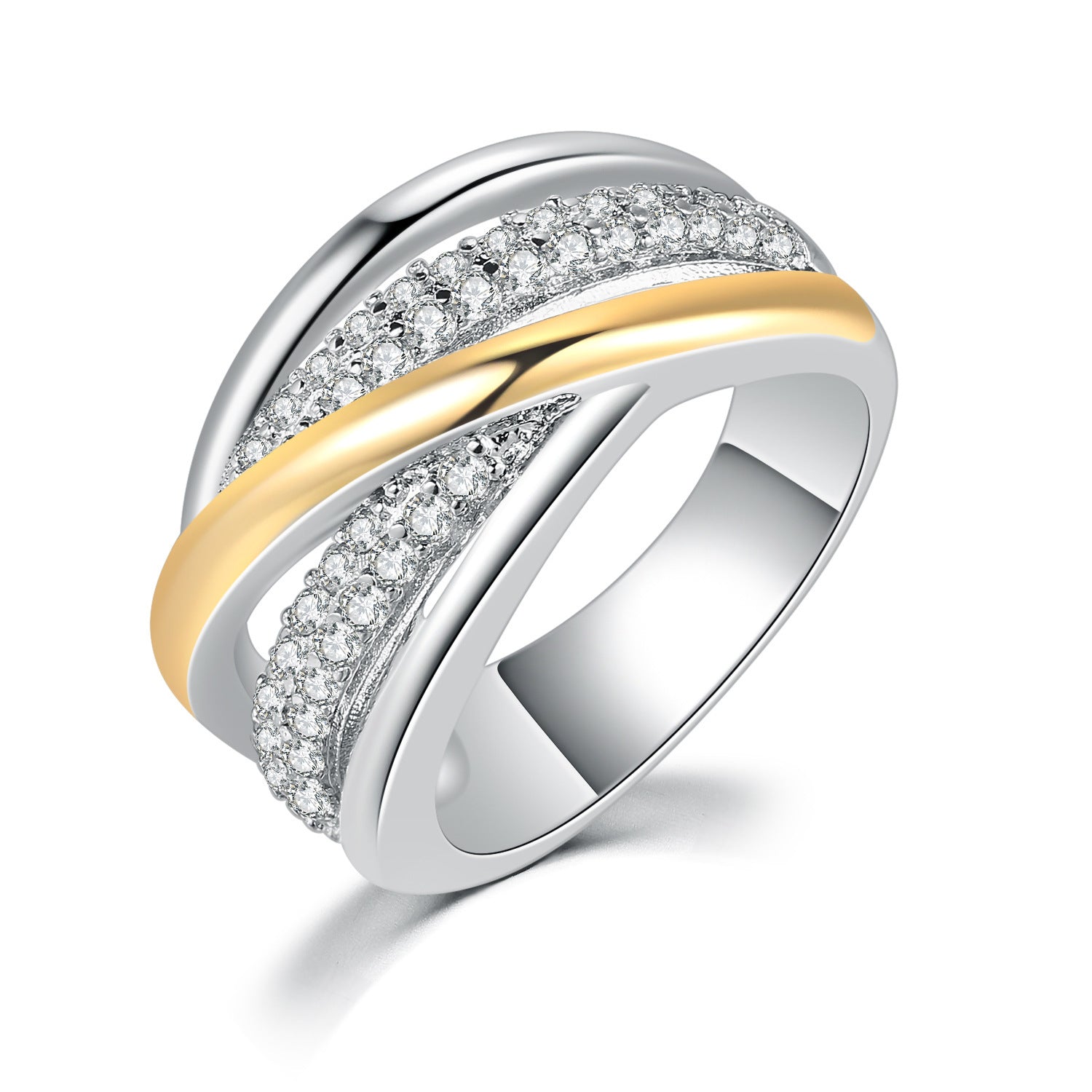 Women's Ring Color Separation Electroplating Inlaid Zircon Accessories