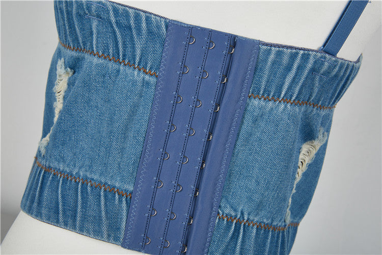 Raw washed vintage denim strap