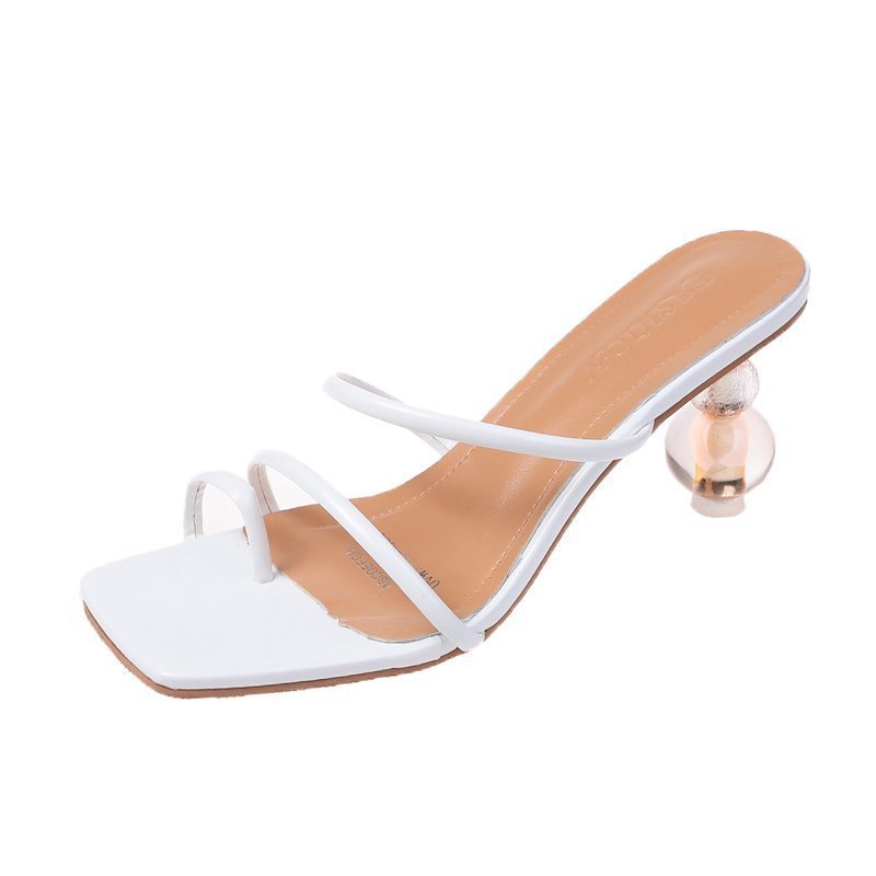 Large Size Korean Style Square Toe Thin Strap Gourd Heel High Heel Sandals Women's Shoes
