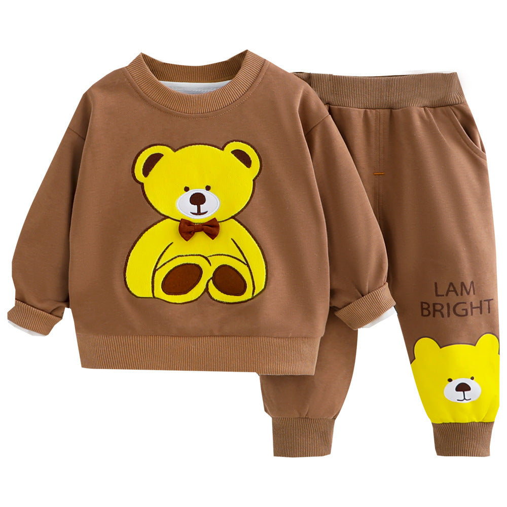 Western Style Clothes Baby Children's Clothes Baby Round Neck Long Sleeve Two-Piece Suit