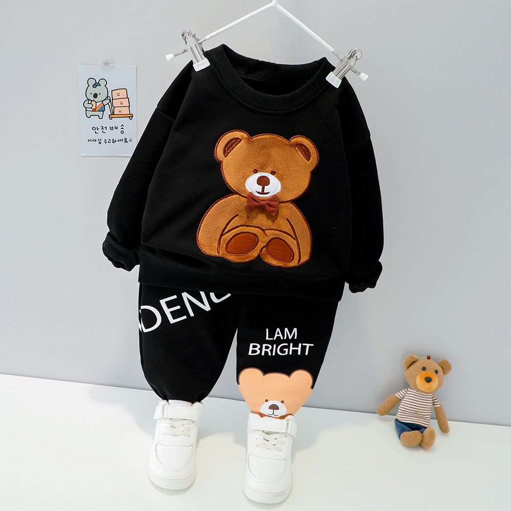 Western Style Clothes Baby Children's Clothes Baby Round Neck Long Sleeve Two-Piece Suit