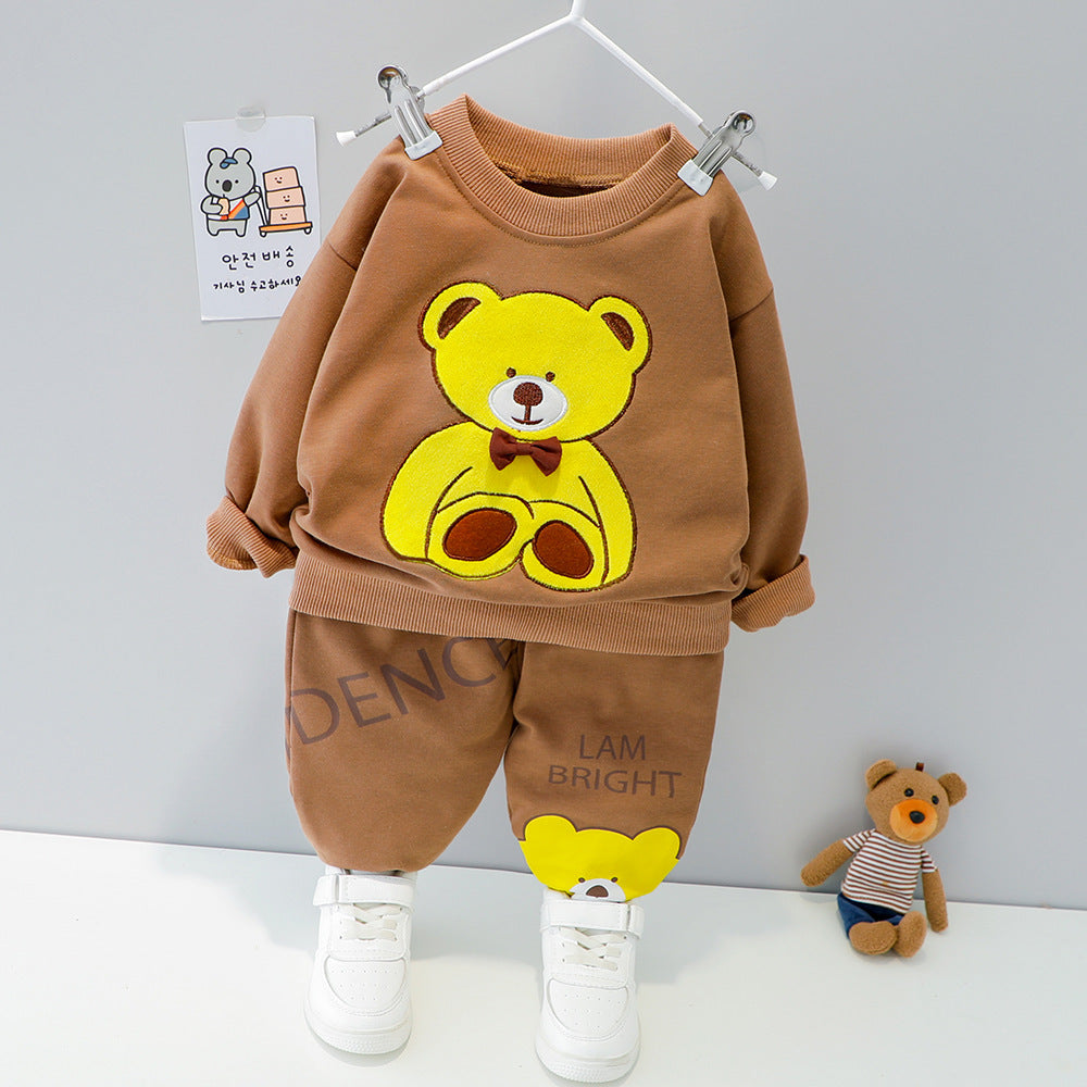 Western Style Clothes Baby Children's Clothes Baby Round Neck Long Sleeve Two-Piece Suit