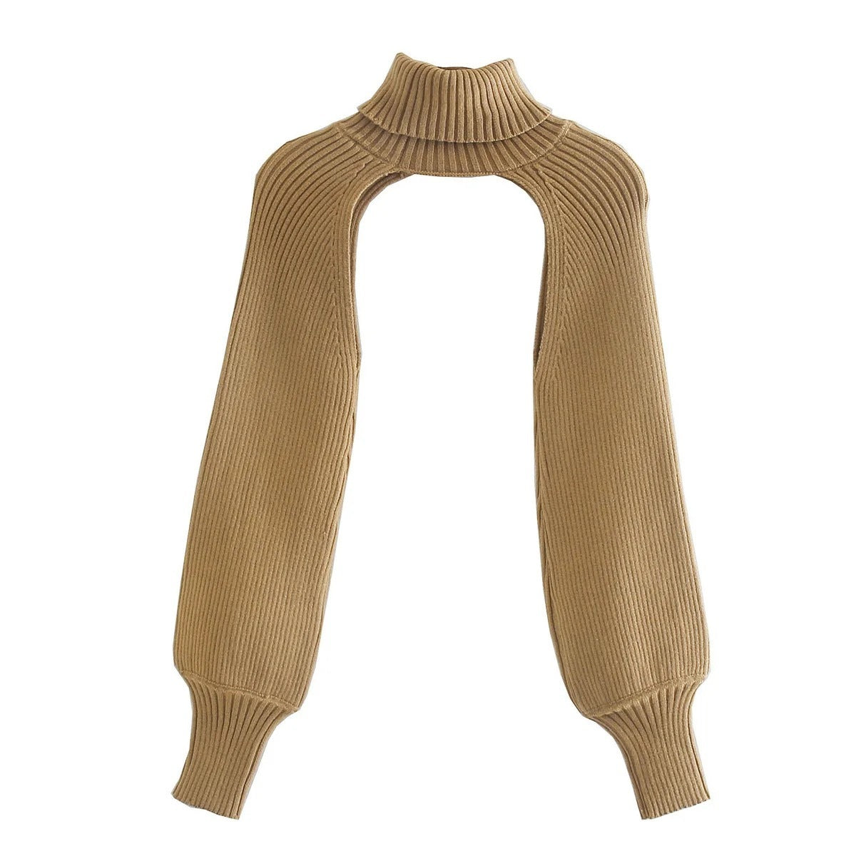 Autumn Women's High Neck Knitted Lantern Sleeves Women