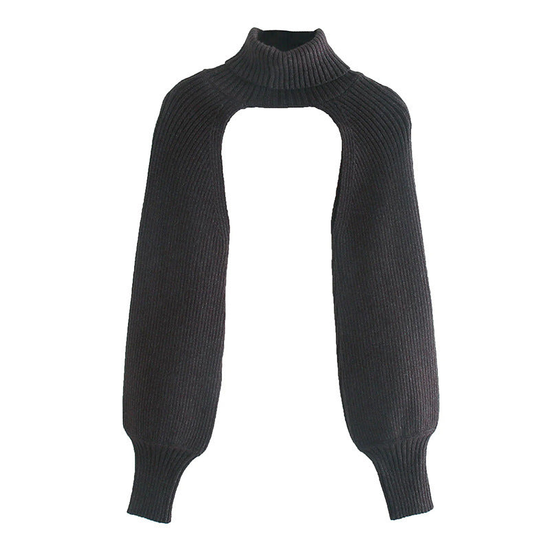 Autumn Women's High Neck Knitted Lantern Sleeves Women