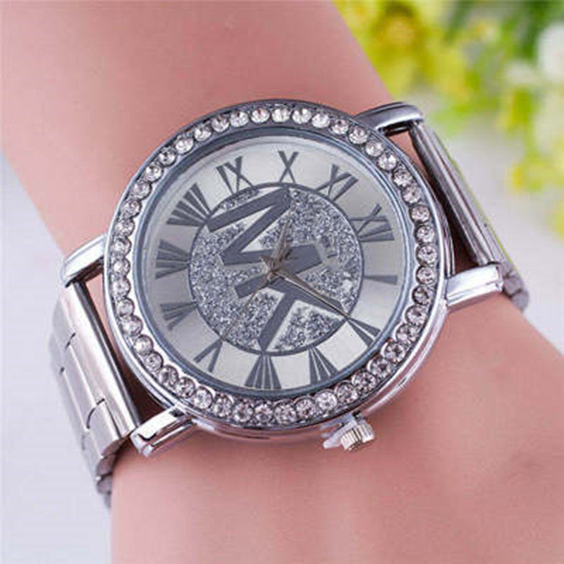 Alloy Diamond Fashion Trend Steel Band Men's Watch