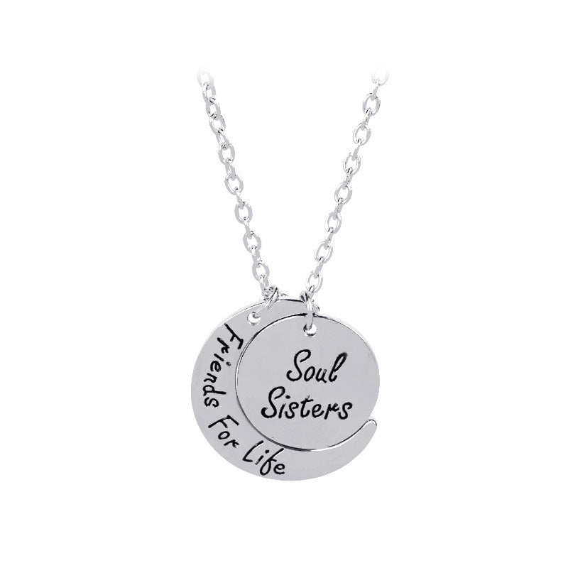 Soul Sisters Friends For Life Star Moon Hollow Necklace