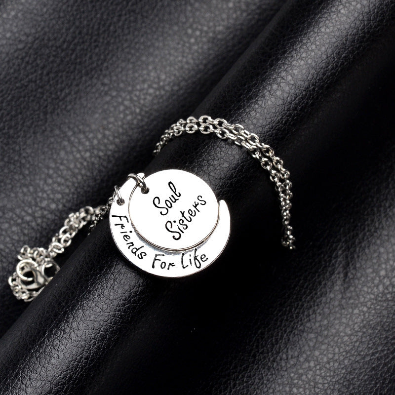 Soul Sisters Friends For Life Star Moon Hollow Necklace