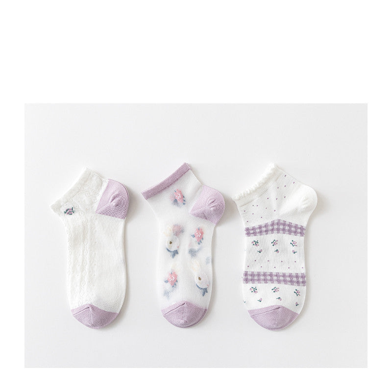 Trendy Spring And Summer Middle Tube Retro Rabbit Cotton Ladies Socks
