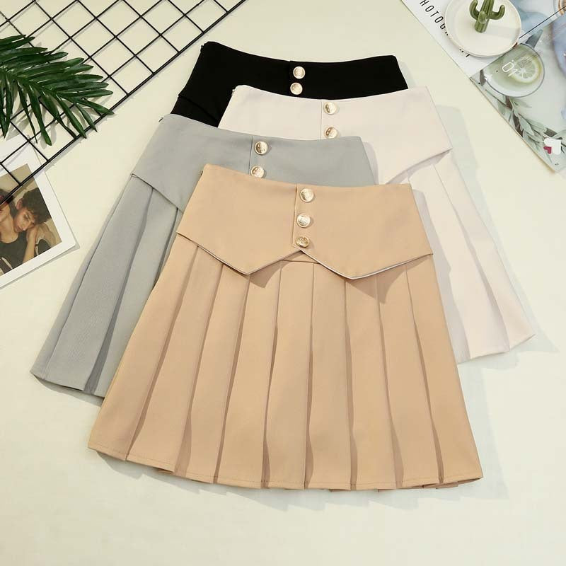 High Waist Irregular Pleated A-line Skirt