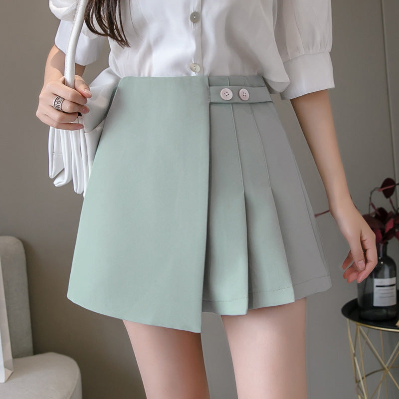 Pleated Skirt, Wearing Skirt Pants, Thin, Wide-legged A-line Shorts
