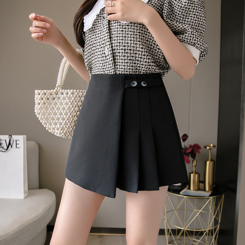 Pleated Skirt, Wearing Skirt Pants, Thin, Wide-legged A-line Shorts