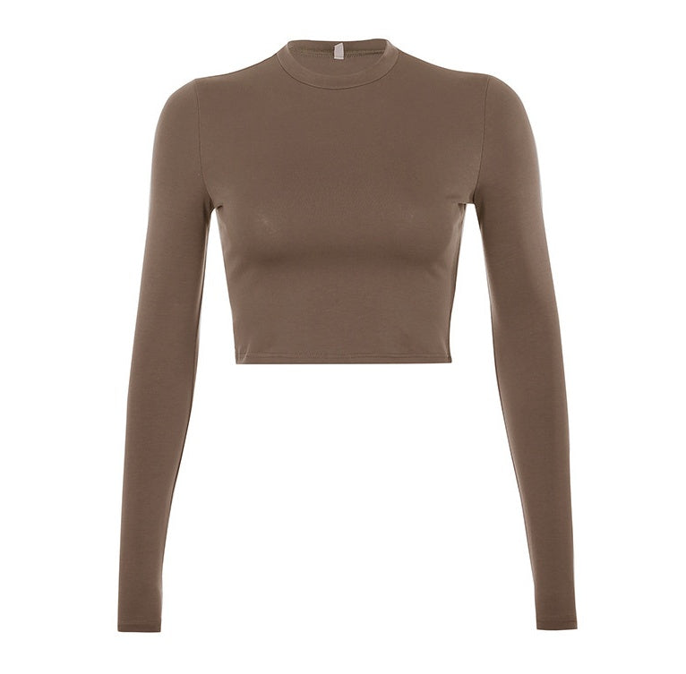 Women's Long Sleeve Bottoming Shirt Sexy Solid Color T-shirt Women's Wear