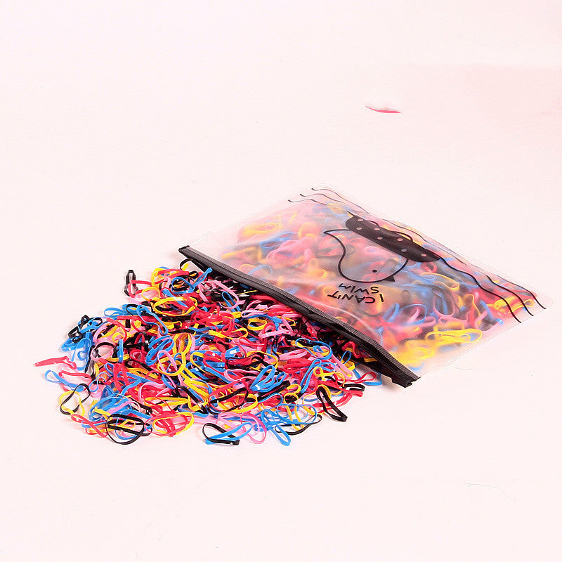 Large-Capacity Bag Of Rubber Bands For Children To Tie The Head Without Hurting TheHair Candy-Colored Leather Ring