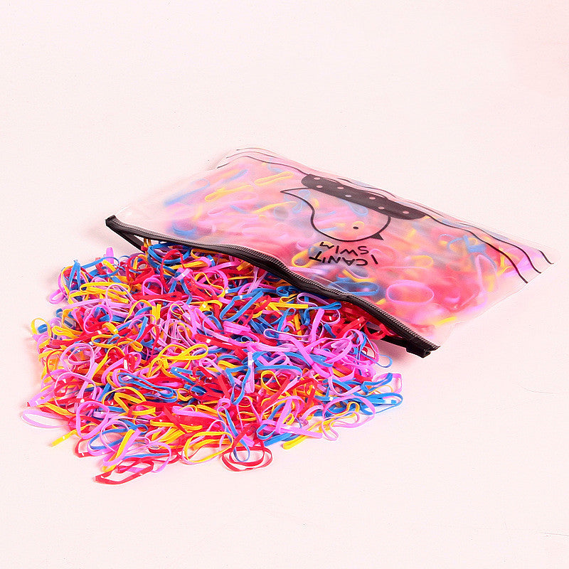 Large-Capacity Bag Of Rubber Bands For Children To Tie The Head Without Hurting TheHair Candy-Colored Leather Ring