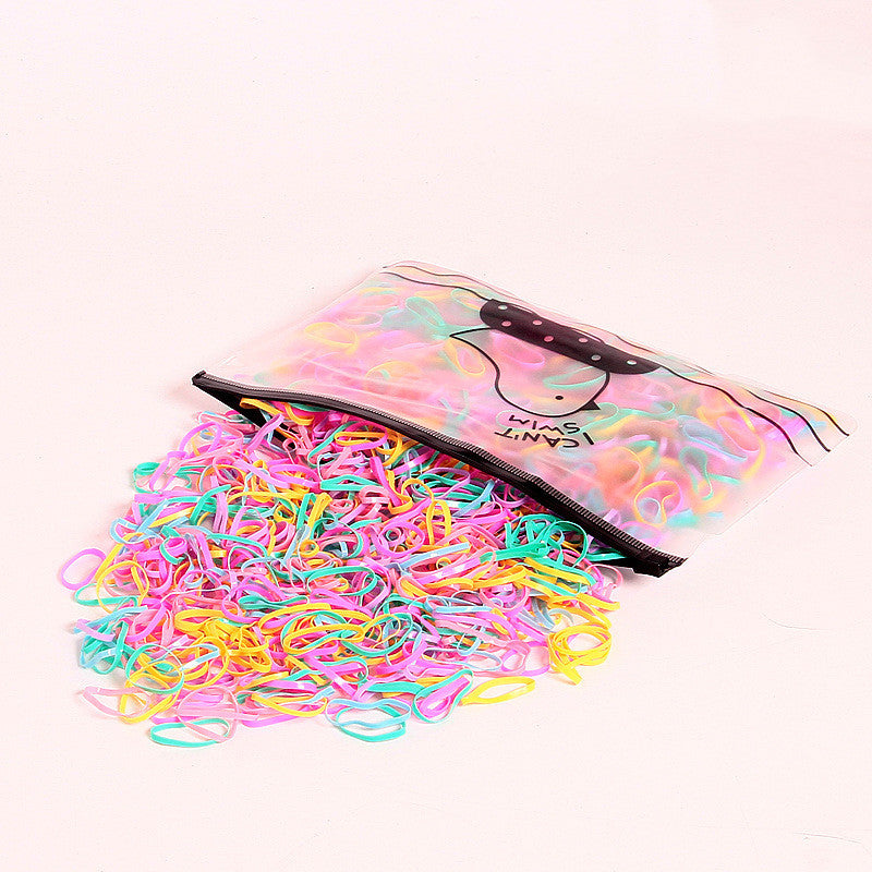 Large-Capacity Bag Of Rubber Bands For Children To Tie The Head Without Hurting TheHair Candy-Colored Leather Ring