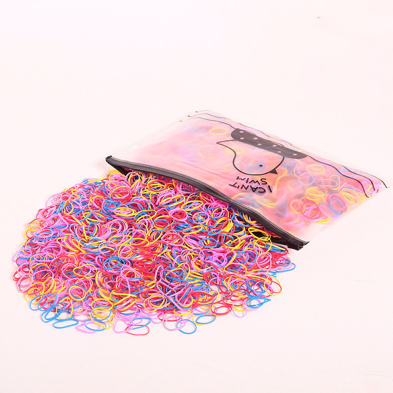 Large-Capacity Bag Of Rubber Bands For Children To Tie The Head Without Hurting TheHair Candy-Colored Leather Ring
