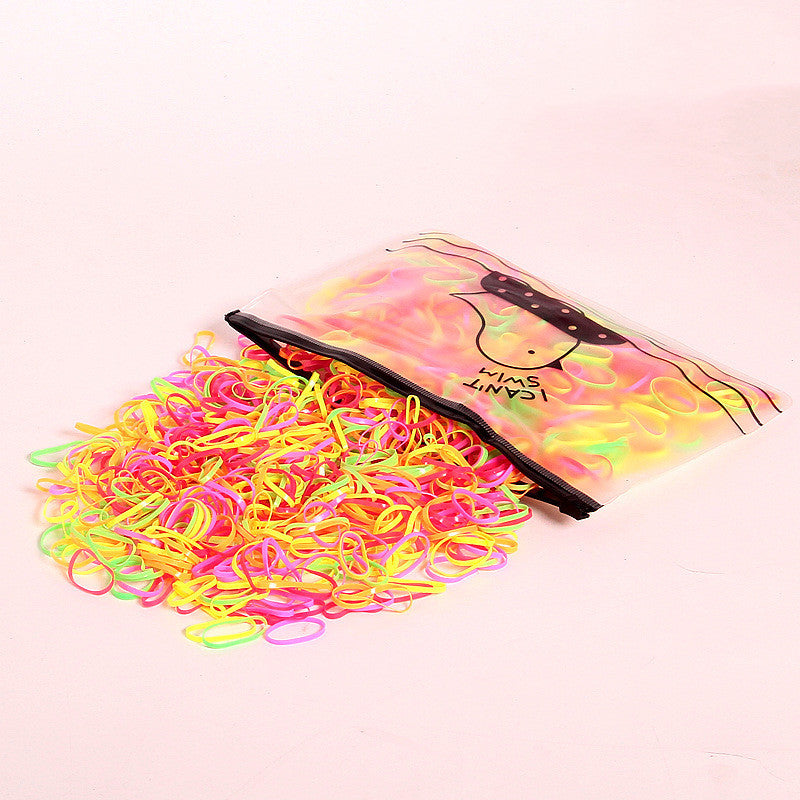 Large-Capacity Bag Of Rubber Bands For Children To Tie The Head Without Hurting TheHair Candy-Colored Leather Ring