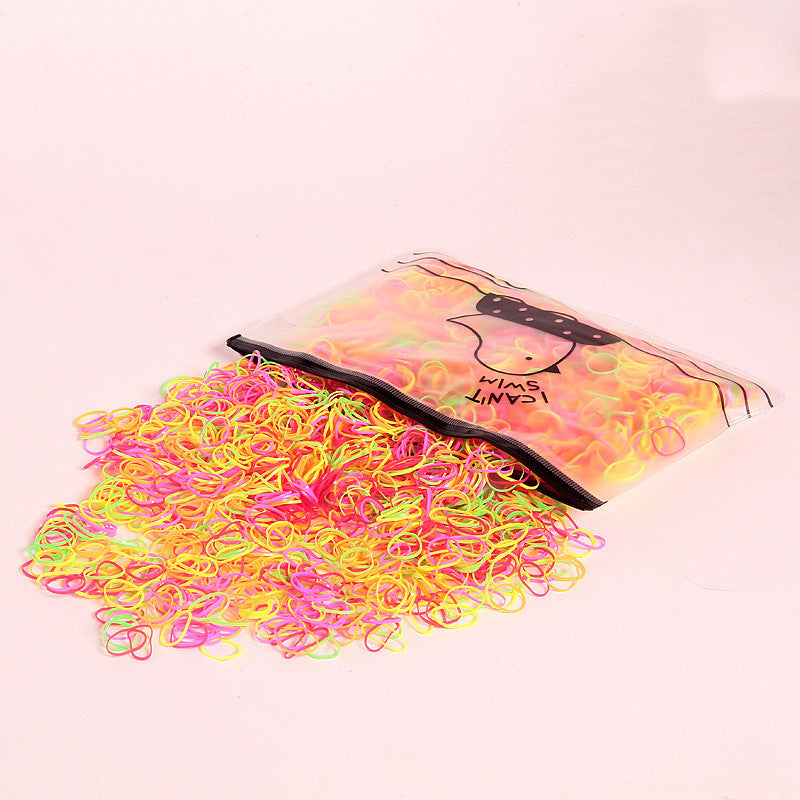 Large-Capacity Bag Of Rubber Bands For Children To Tie The Head Without Hurting TheHair Candy-Colored Leather Ring