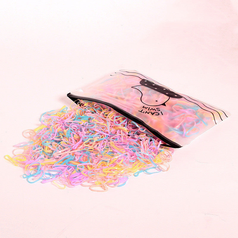 Large-Capacity Bag Of Rubber Bands For Children To Tie The Head Without Hurting TheHair Candy-Colored Leather Ring