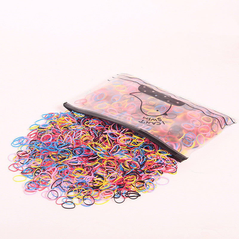 Large-Capacity Bag Of Rubber Bands For Children To Tie The Head Without Hurting TheHair Candy-Colored Leather Ring