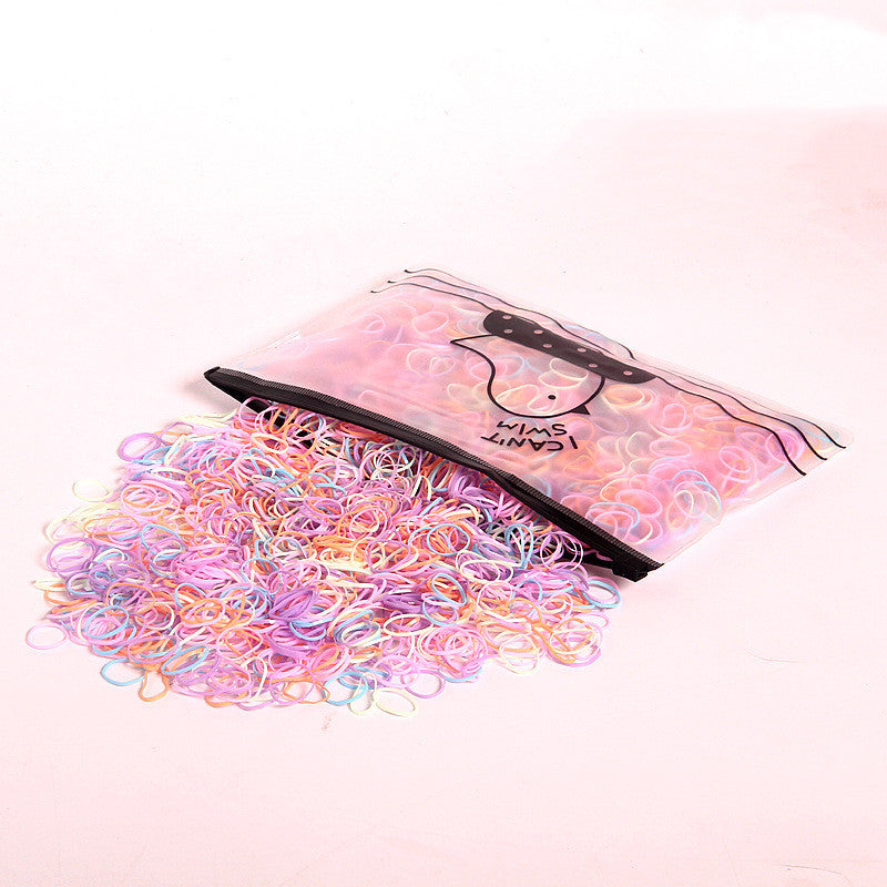 Large-Capacity Bag Of Rubber Bands For Children To Tie The Head Without Hurting TheHair Candy-Colored Leather Ring