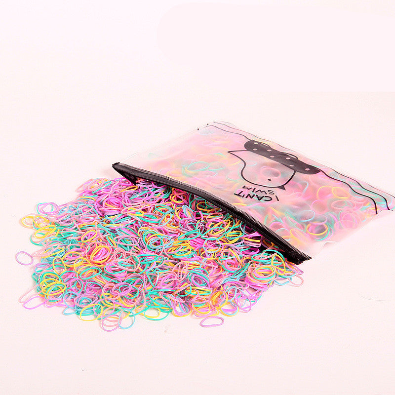 Large-Capacity Bag Of Rubber Bands For Children To Tie The Head Without Hurting TheHair Candy-Colored Leather Ring