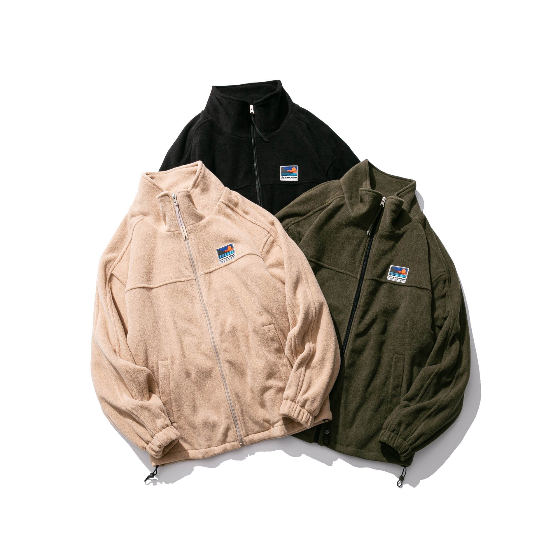 Wu Hang Straight Side Slit Pocket Autumn Casual Youth Khaki Solid Color Cardigan Stand-collar Fleece Jacket