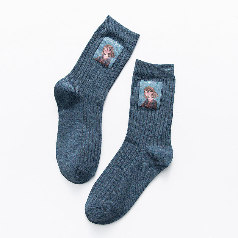 Little Girl Pattern Socks Women