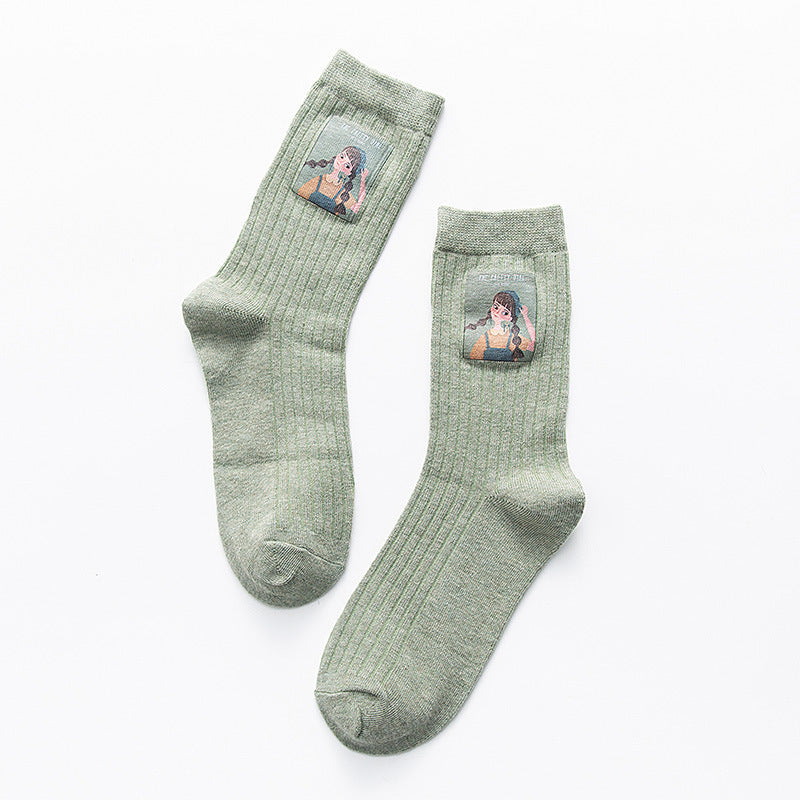Little Girl Pattern Socks Women