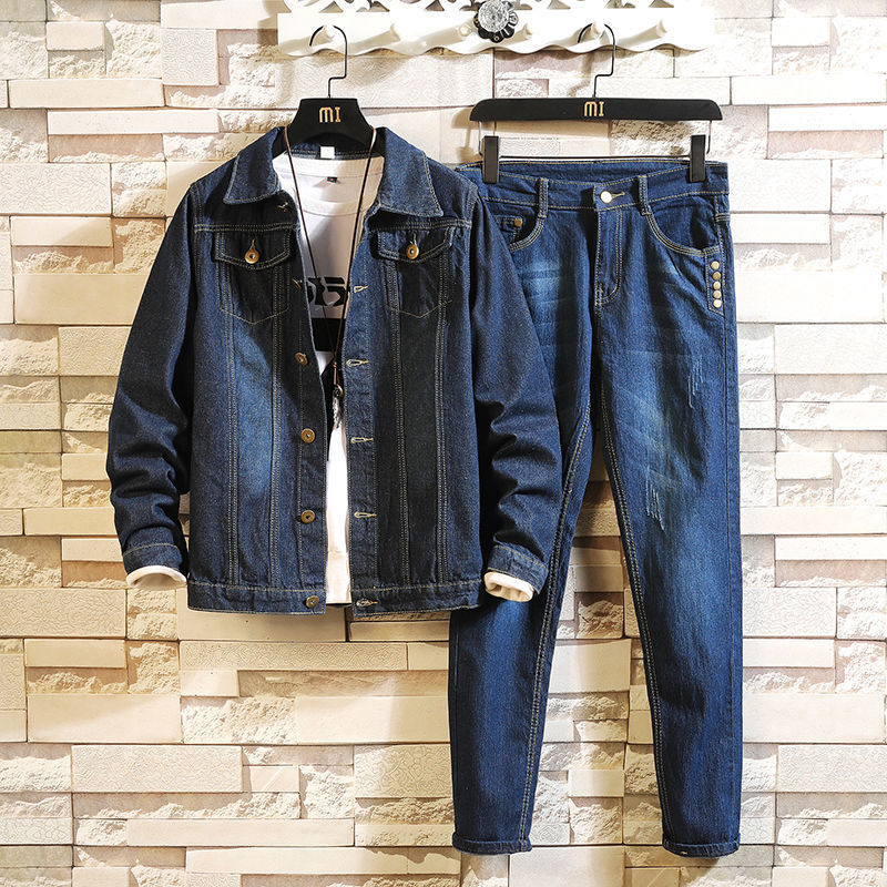 Denim Suit Male Growth Sleeve Jacket Male Autumn Korean Version Slim 15 trend Cowboy 16 years Old Casual Cowboy Suit