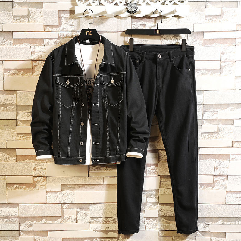 Denim Suit Male Growth Sleeve Jacket Male Autumn Korean Version Slim 15 trend Cowboy 16 years Old Casual Cowboy Suit