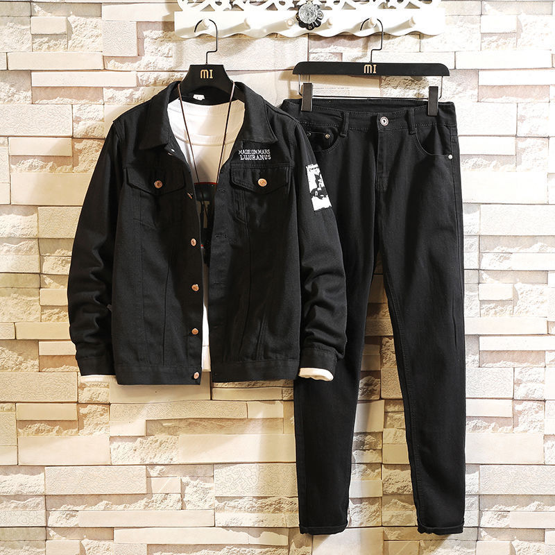 Denim Suit Male Growth Sleeve Jacket Male Autumn Korean Version Slim 15 trend Cowboy 16 years Old Casual Cowboy Suit