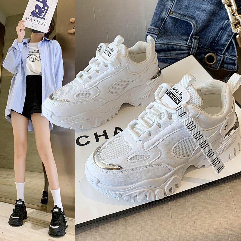 Net Celebrity Korean Style Mesh Thin Section Breathable Thick-soled Casual Sneakers