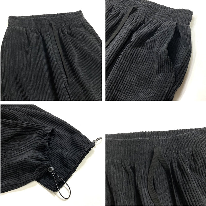 Washed Water To Make Old Corduroy Casual Pants For Men And Women Loose Straight Elastic Waist Spring Pants