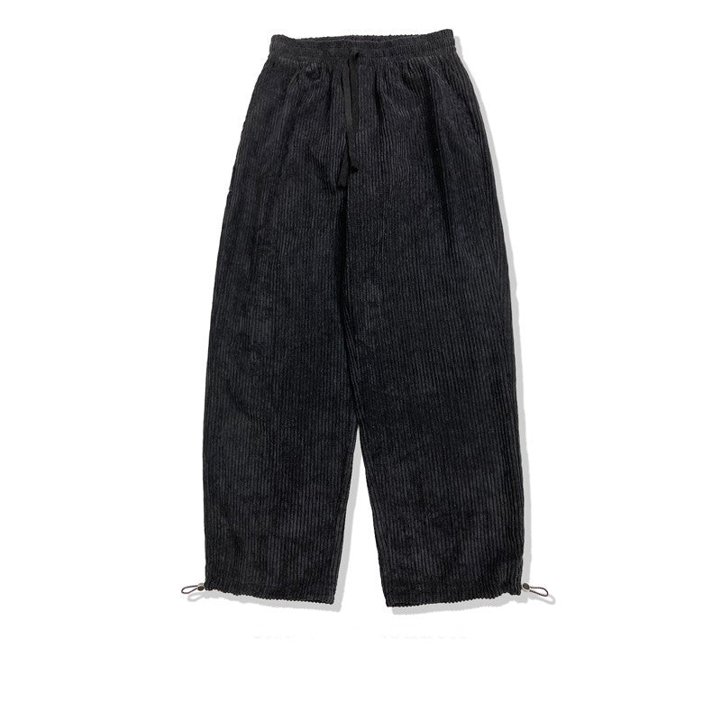 Washed Water To Make Old Corduroy Casual Pants For Men And Women Loose Straight Elastic Waist Spring Pants