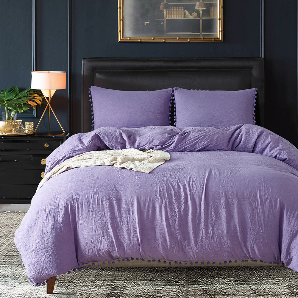 Home Textile Three-piece Duvet Cover Bedding Solid Color Duvet Cover Kit