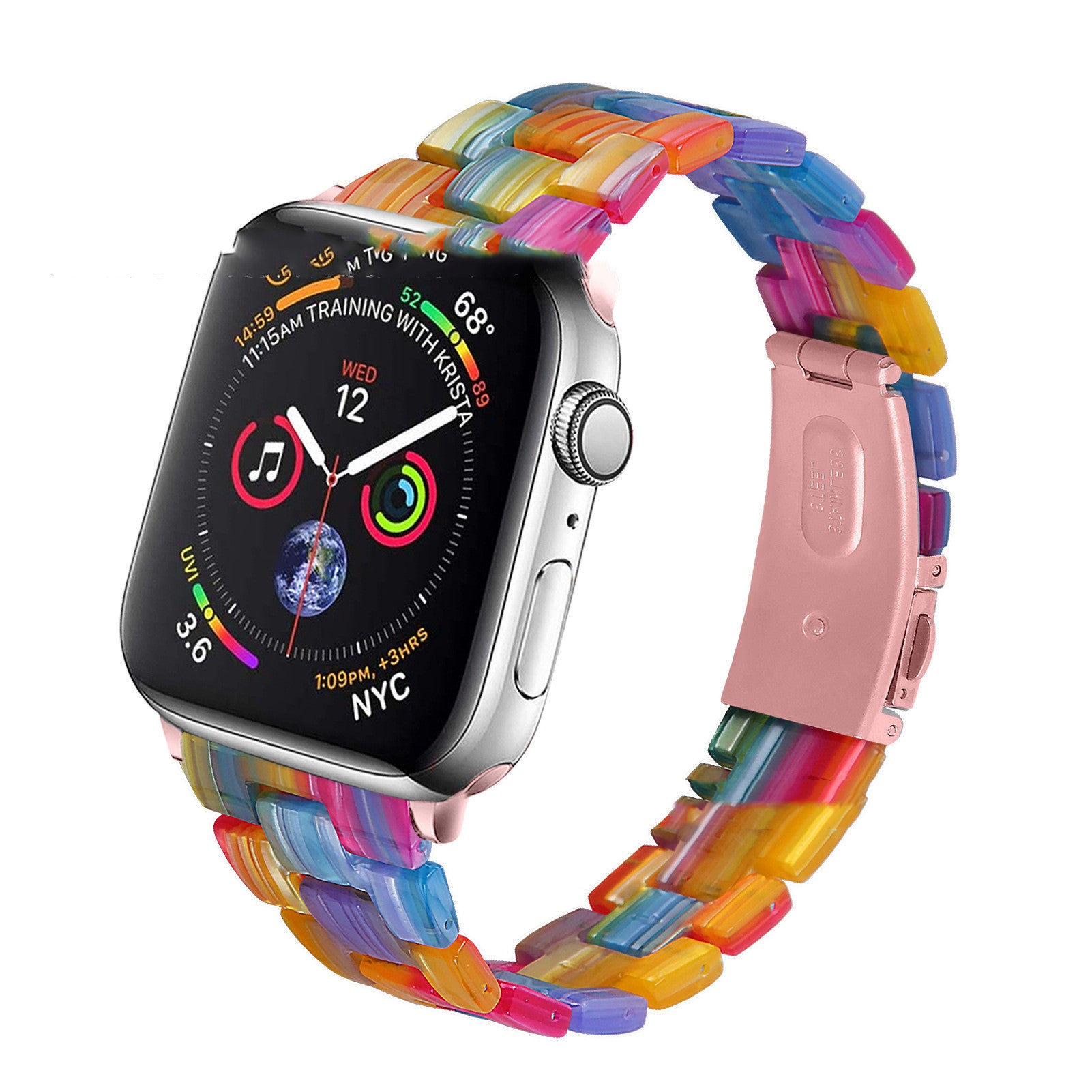 Resin Slim Waist Metal Three-bead Watch Strap