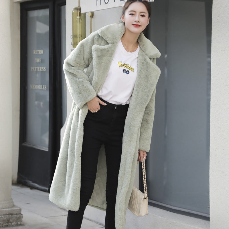 Fur Coat Plus Long Plus Size Women'S Im Itation Rabbit Fur Coat