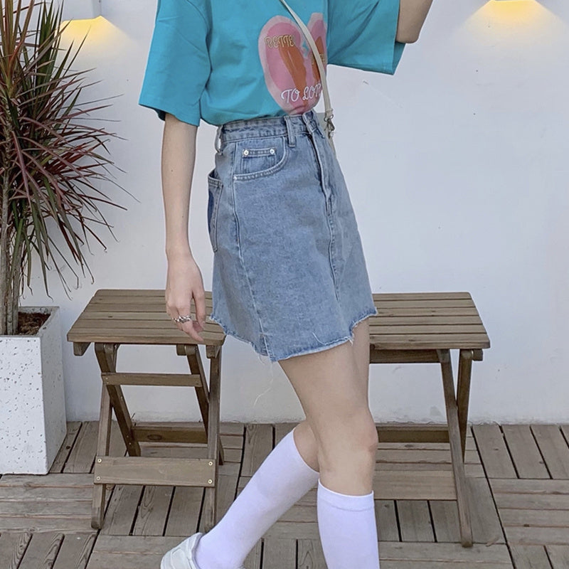 Denim Skirt Female Summer Thin High Waist A-line Skirt New Design Sense Small Hot Girl Short Skirt