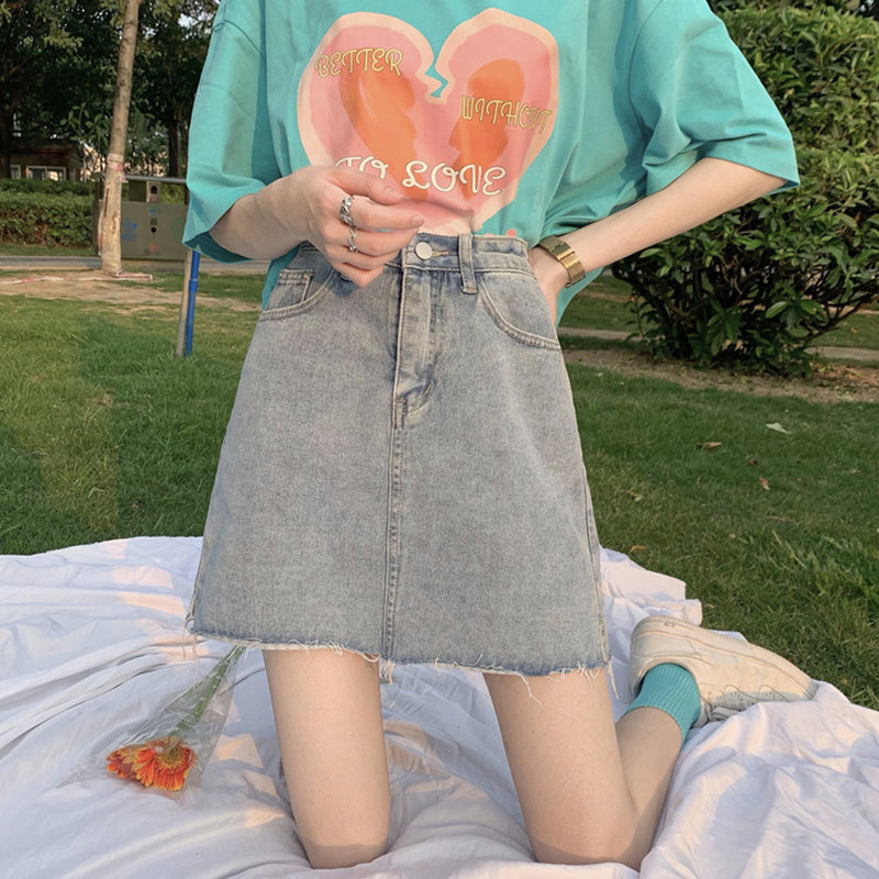 Denim Skirt Female Summer Thin High Waist A-line Skirt New Design Sense Small Hot Girl Short Skirt