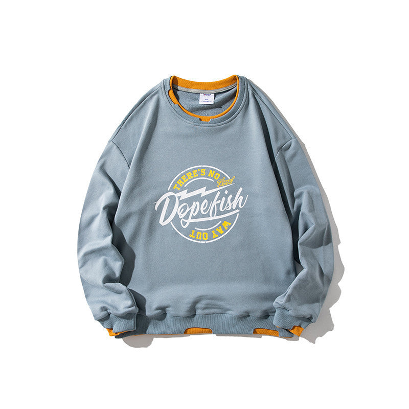 Neck Pullover Sweater Youth Men'S Three-Color Letter Printing Loose Tide Brand Bottoming Shirt