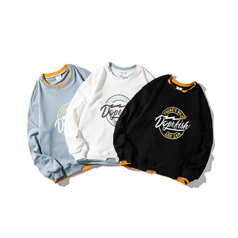 Neck Pullover Sweater Youth Men'S Three-Color Letter Printing Loose Tide Brand Bottoming Shirt